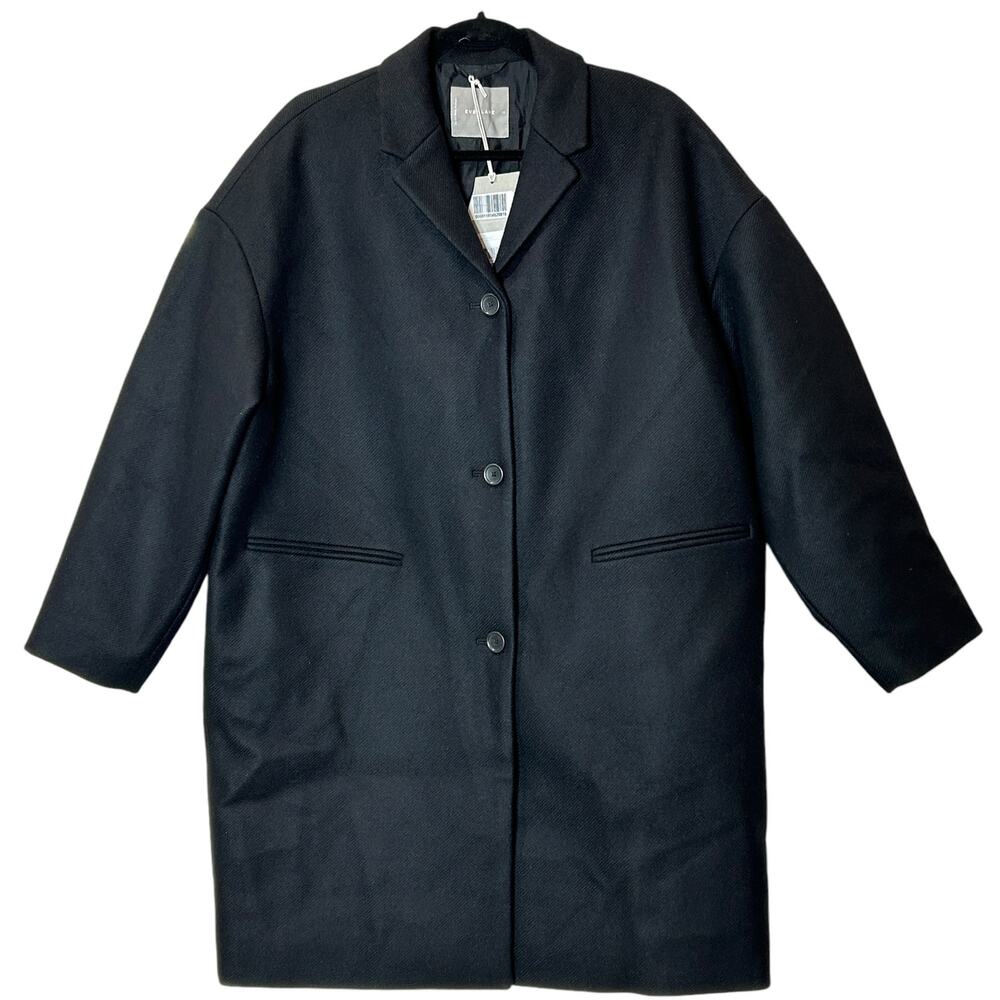 Everlane The Italian ReWool Cocoon Coat Heathered Black Women 12 NWT Button